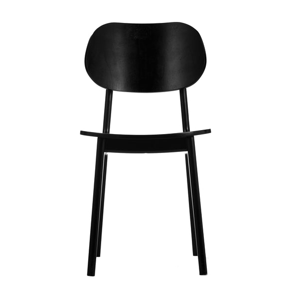 Black |#| Commercial Solid Wood Dining Chair with Curved Backrest in Black