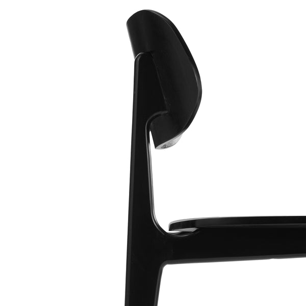 Black |#| Commercial Solid Wood Dining Chair with Curved Backrest in Black