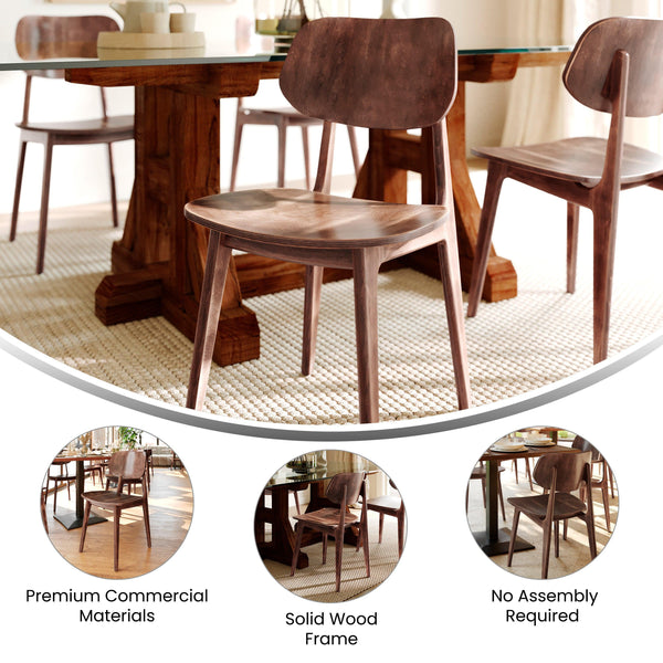 Antique Copper |#| Commercial Solid Wood Dining Chair with Curved Backrest in Antique Copper
