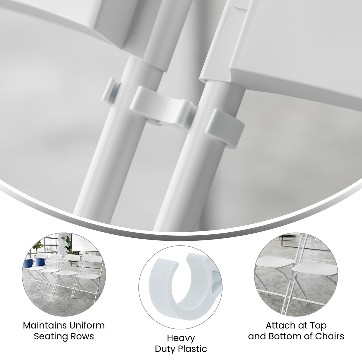 White |#| White Wide Plastic Ganging Clips - Set of 2 - Designed For .75" Diameter Frames