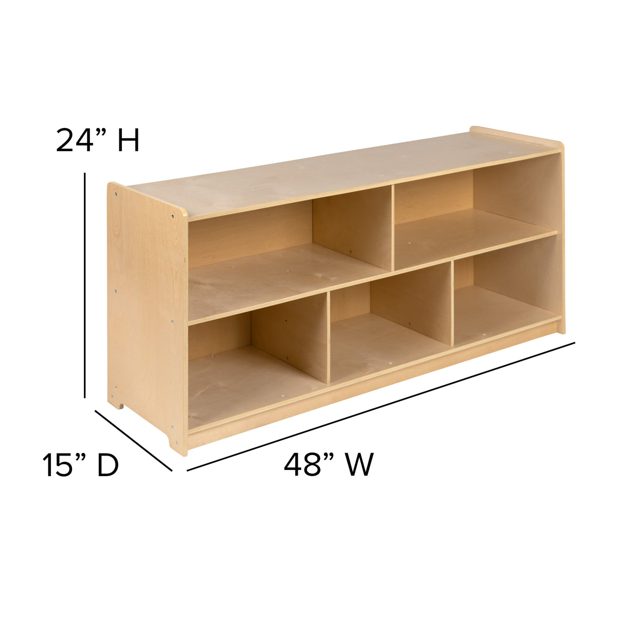 24"H x 48"L |#| Wooden 5 Section School Classroom Storage Cabinet for Commercial or Home Use