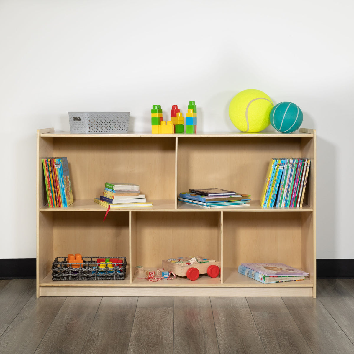 30"H x 48"L |#| Wooden 5 Section School Classroom Storage Cabinet for Commercial or Home Use