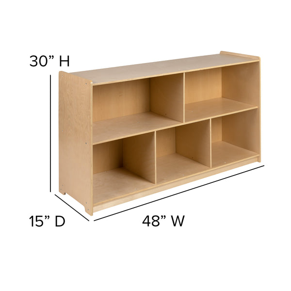 30"H x 48"L |#| Wooden 5 Section School Classroom Storage Cabinet for Commercial or Home Use