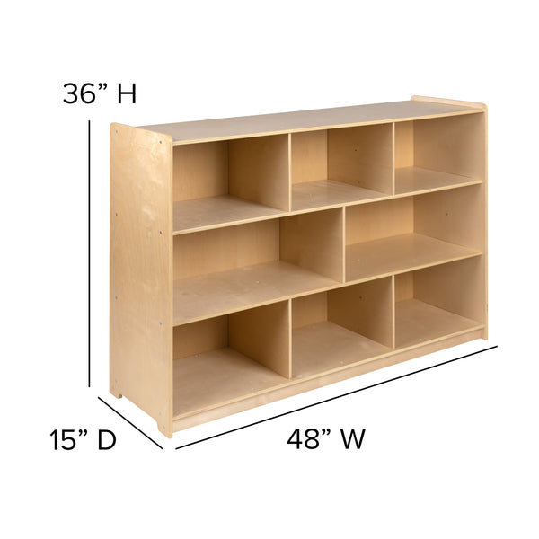 36"H x 48"L |#| Wooden 8 Section School Classroom Storage Cabinet for Commercial or Home Use