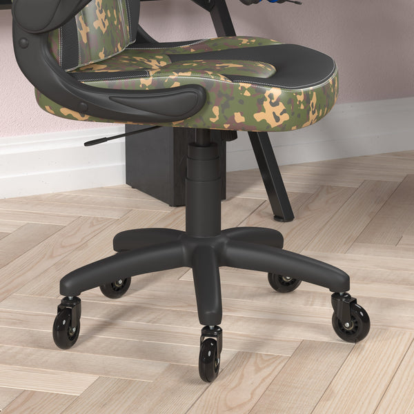 Camouflage |#| Office Gaming Chair with Skater Wheels & Flip Up Arms - Camouflage LeatherSoft