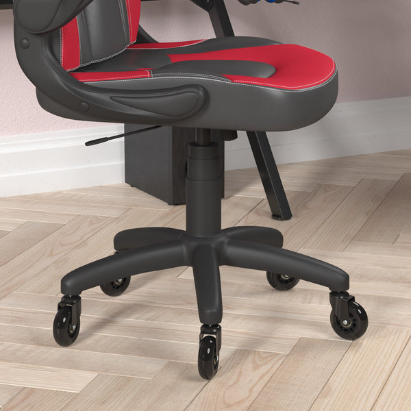 Red |#| Office Gaming Chair with Skater Wheels & Flip Up Arms - Red LeatherSoft