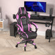 Black with Purple Trim |#| Office Gaming Chair with Skater Wheels & Reclining Arms - Purple LeatherSoft