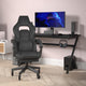 Black |#| Office Gaming Chair with Skater Wheels & Reclining Arms - Black LeatherSoft