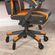 Black with Orange Trim |#| Office Gaming Chair with Skater Wheels & Reclining Arms - Orange LeatherSoft