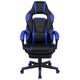Black with Blue Trim |#| Black/Blue Ergonomic Gaming Chair -Recline Back/Arms, Footrest, Massaging Lumbar