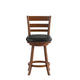Black Vinyl/Antique Oak Frame |#| Commercial Wooden Swivel Counter Stools - Antique Oak/Black LeatherSoft