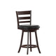 Black Vinyl/Espresso Frame |#| Commercial Wooden Swivel Counter Stools - Espresso/Black LeatherSoft