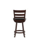 Black Vinyl/Espresso Frame |#| Commercial Wooden Swivel Counter Stools - Espresso/Black LeatherSoft