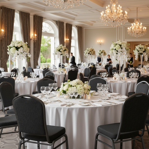 Banquet scene with Premium Crown Back Banquet Chair