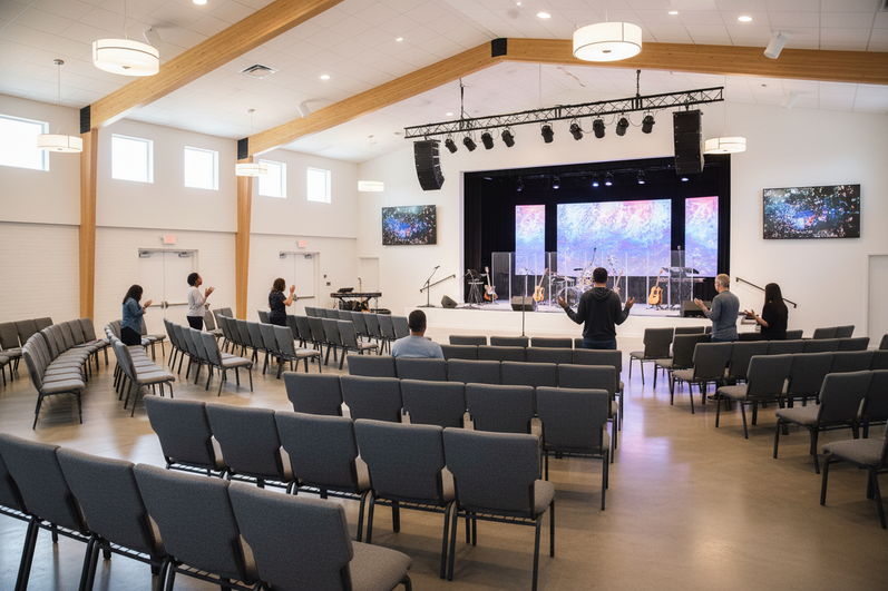Modern worship center with Advantage chairs